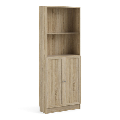Skye Tall Wide Combination Storage in Oak (4 Shelves) with 2 Oak Doors