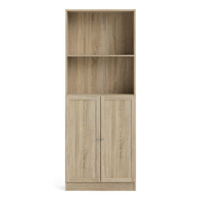 Skye Tall Wide Combination Storage in Oak (4 Shelves) with 2 Oak Doors