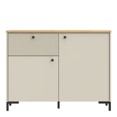Willow 3 Sideboard with Fluted Detail, Drawer & Cupboard in Mauvella Oak and Sand