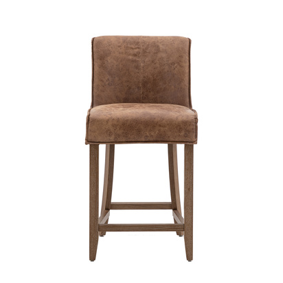Langcott Bar Stool Brown Leather (2pk)
