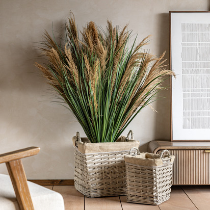 Faux Decorative Grass with Feather Seed (12pk) 930mm