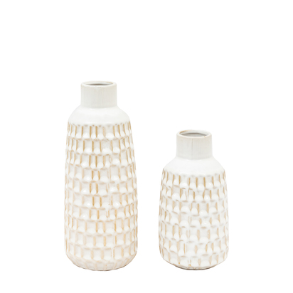 Hartmore Reactive Glaze Vase White (Set of 2)