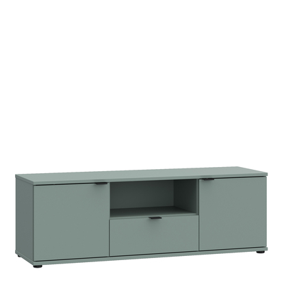 Henley 4 Wide TV Unit with Open Shelf & 2 Doors in Sage Green