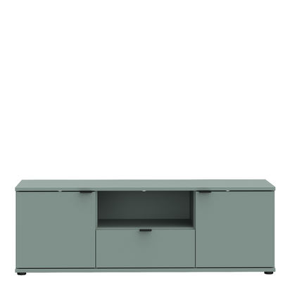 Henley 4 Wide TV Unit with Open Shelf & 2 Doors in Sage Green