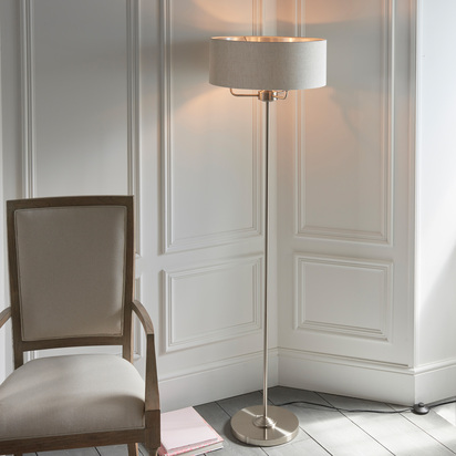 Highclere 3 Floor Light Chrome & Natural