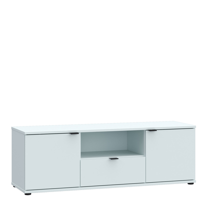 Henley 4 Wide TV Unit with Open Shelf, Drawer & 2 Doors in Light Grey
