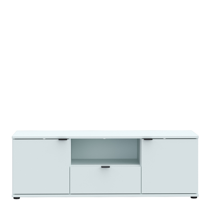 Henley 4 Wide TV Unit with Open Shelf, Drawer & 2 Doors in Light Grey