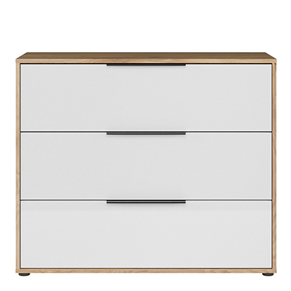 Briar 3 3 Drawer Chest in Mauvella Oak and White Gloss