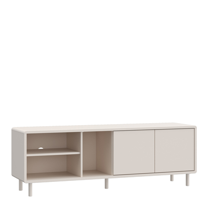 Benson TV Unit with Open Shelving and 2-Door Storage in Sand
