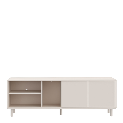 Benson TV Unit with Open Shelving and 2-Door Storage in Sand