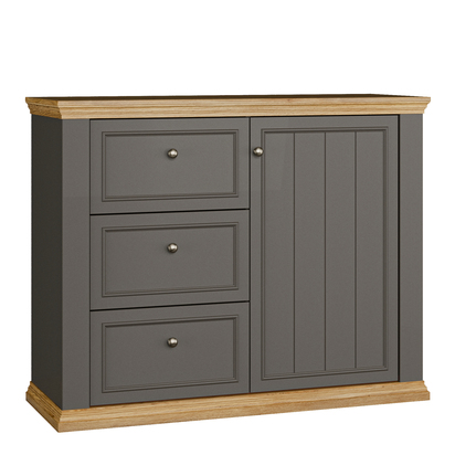 Oakley 3 Drawer & 1 Door Sideboard in Grey and Mauvella Oak