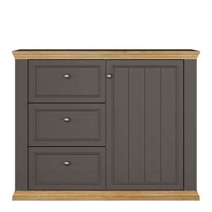 Oakley 3 Drawer & 1 Door Sideboard in Grey and Mauvella Oak
