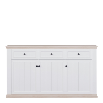 Oakley 3 Drawer & 3 Door Sideboard in White and Riva Oak
