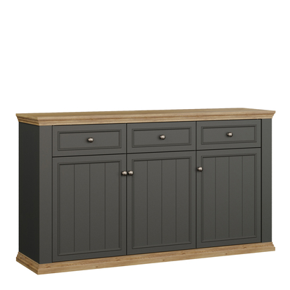 Oakley 3 Drawer & 3 Door Sideboard in Grey and Mauvella Oak