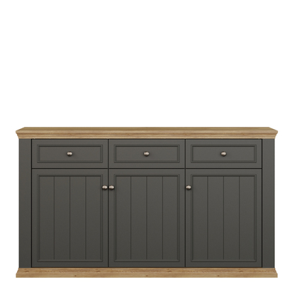 Oakley 3 Drawer & 3 Door Sideboard in Grey and Mauvella Oak