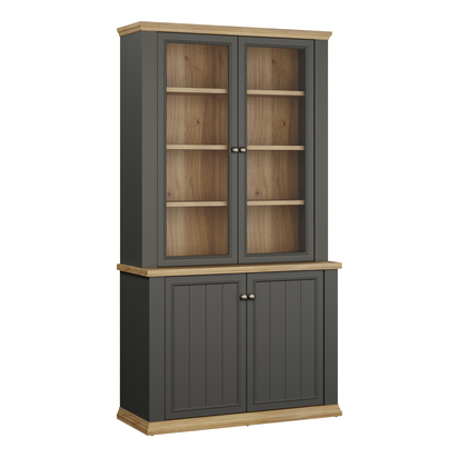 Oakley 4 Door Display Cabinet in Grey and Mauvella Oak