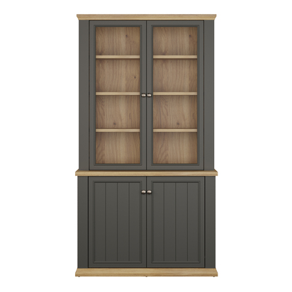 Oakley 4 Door Display Cabinet in Grey and Mauvella Oak