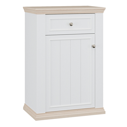Oakley Shoe Cabinet with Drawer in White and a Riva Oak
