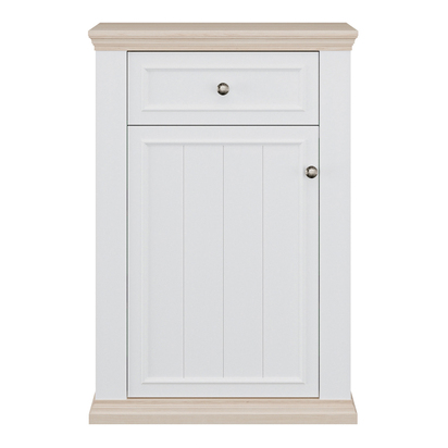 Oakley Shoe Cabinet with Drawer in White and a Riva Oak