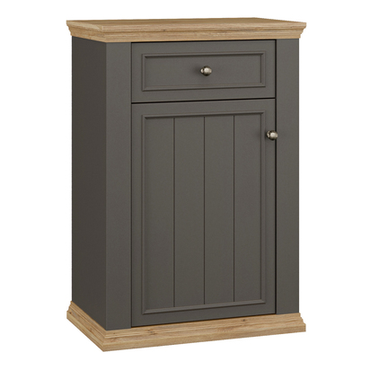 Oakley Shoe Cabinet with Drawer in Grey and Mauvella Oak