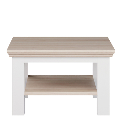 Oakley Small Coffee Table with Shelf in White and Riva Oak