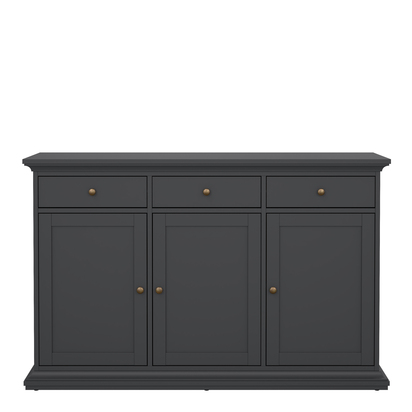 Sutton Sideboard with 3 doors and 3 drawers in Matt Grey