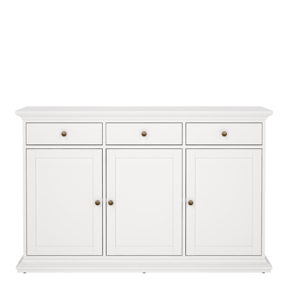 Sutton Sideboard with 3 doors and 3 drawers in White