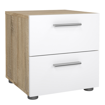 Prescott 3 Bedside 2 Drawers in Oak structure/White High Gloss