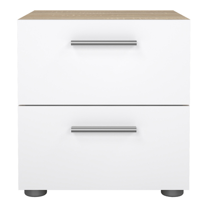 Prescott 3 Bedside 2 Drawers in Oak structure/White High Gloss