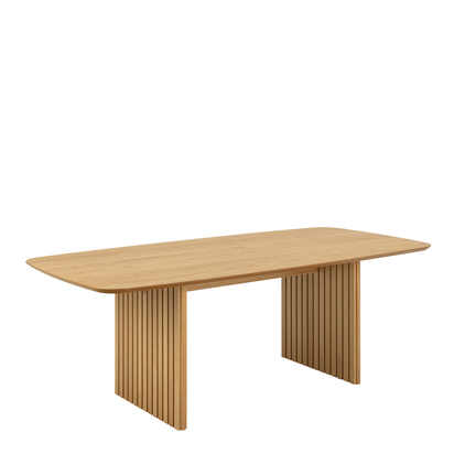 Sloane Dining Table in Oak 220x105cm including 6 Lima Dining Chairs with Armrest in Black