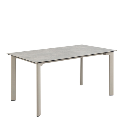 Clarendon Ceramic Dining Table in Grey 160x90cm includes 4 Ella Swivel Beige Dining Chairs