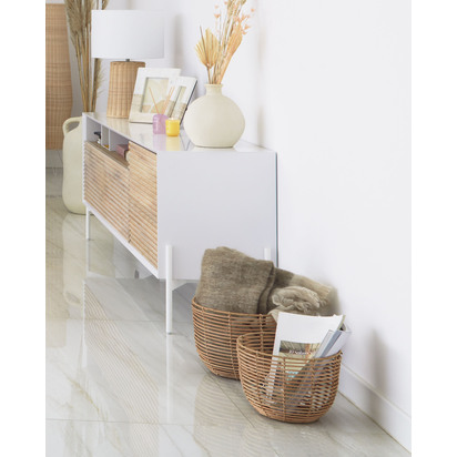 Uria photo frame in white marble and beige stone 23 x 18 cm