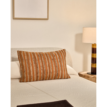 Dorevi orange striped silk blend jacquard cushion cover 40 x 60cm