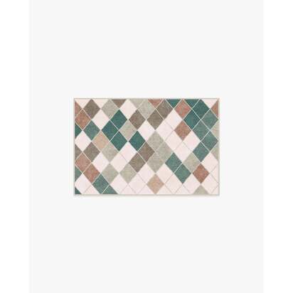 Diamond Mosaic Neutral Teal Rug - 60 x 90 cm - All-In-One Rug