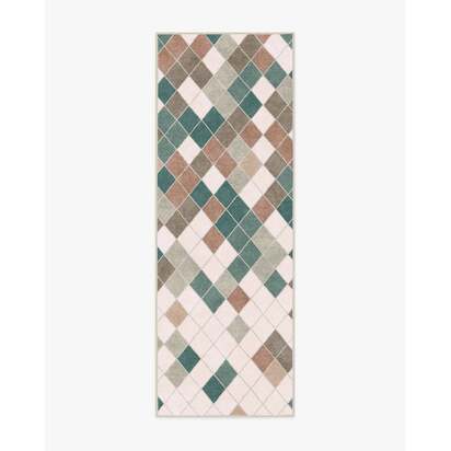 Diamond Mosaic Neutral Teal Rug - 75 x 215 cm - All-In-One Rug