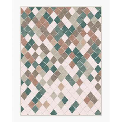Diamond Mosaic Neutral Teal Rug - 275 x 365 cm - All-In-One Rug