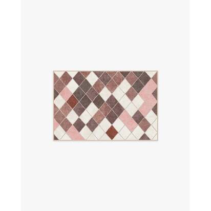 Diamond Mosaic Terracotta Flatwoven Rug - 60 x 90 cm - Rug + Pad System