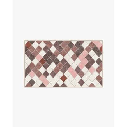 Diamond Mosaic Terracotta Flatwoven Rug - 60 x 90 cm - Rug + Pad System