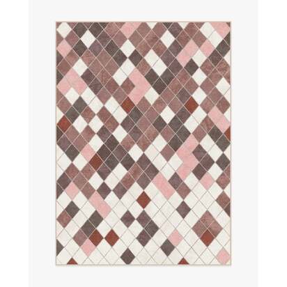Diamond Mosaic Terracotta Flatwoven Rug - 150 x 215 cm - Rug + Cushioned Pad System