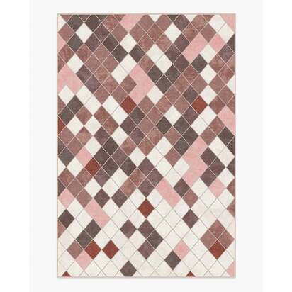 Diamond Mosaic Terracotta Flatwoven Rug - 185 x 275 cm - Rug + Cushioned Pad System