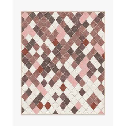 Diamond Mosaic Terracotta Flatwoven Rug - 245 x 305 cm - Rug + Cushioned Pad System