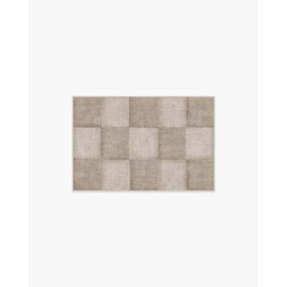 Hearth Check Warm Grey Flatwoven Rug - 60 x 90 cm - Rug + Pad System