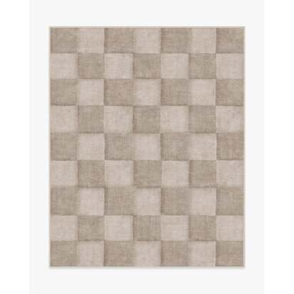 Hearth Check Warm Grey Flatwoven Rug - 245 x 305 cm - Rug + Cushioned Pad System