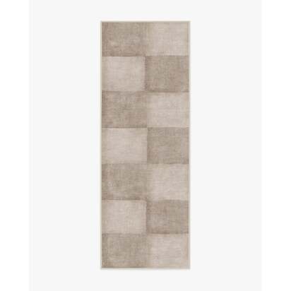 Hearth Check Warm Grey Rug - 75 x 215 cm - All-In-One Rug