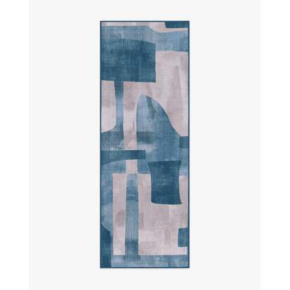 Kasbah Blue Flatwoven Rug - 75 x 215 cm - Rug + Cushioned Pad System