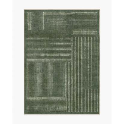 Linear Oasis Green Flatwoven Rug - 150 x 215 cm - Rug + Pad System