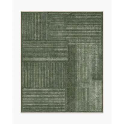Linear Oasis Green Flatwoven Rug - 245 x 305 cm - Rug + Cushioned Pad System