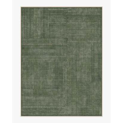 Linear Oasis Green Flatwoven Rug - 275 x 365 cm - Rug + Cushioned Pad System