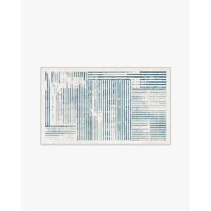 Linear Oasis Ivory & Blue Flatwoven Rug - 200 x 290 cm - Rug + Pad System