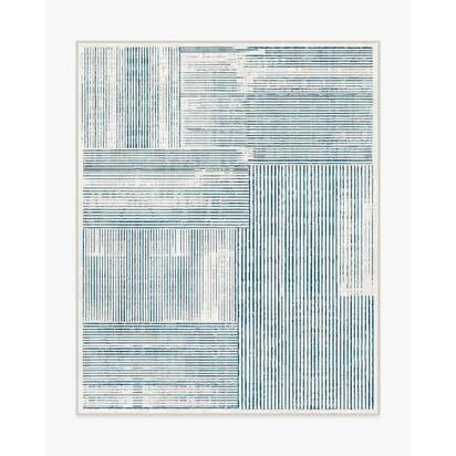 Linear Oasis Ivory & Blue Flatwoven Rug - 245 x 305 cm - Rug + Pad System